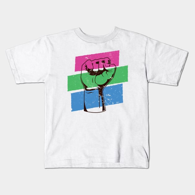 Fight for LGBTQ Rights // Protest Fist Polysexual Pride Flag Kids T-Shirt by SLAG_Creative